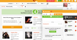 Page d'accueil du site BeCoquin.fr avec les profils de filles correspondant à notre recherche.