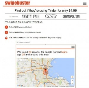 SwypeBuster cherche les utilisateurs de Tinder en se basant sur leurs prénoms, âges et localisation